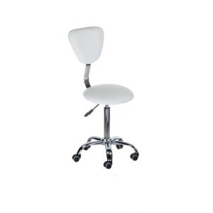 KRZESŁO/HOCKER OBROTOWY Z OPARCIEM BH-9226A BIAŁY