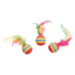 Piłeczka dla kota z piórkami