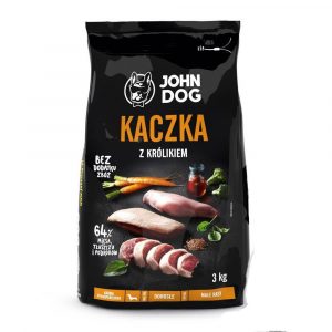 Karma sucha John Dog małe rasy kaczka z królikiem 3kg