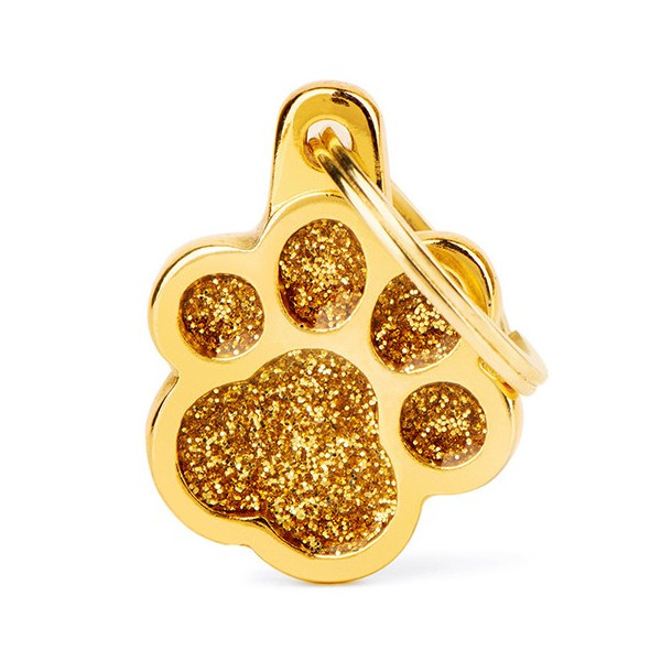 shine-gold-glitter-paw-id-tag shine-gold-glitter-paw-id-tag