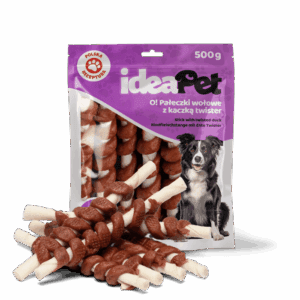 IdeaPet przysmaki dla psa Pałeczki wołowe z kaczką twister 500g