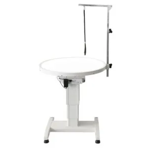 Podświetlany elektryczny stół groomerski 70cm okrągły regulowany 54-104cm